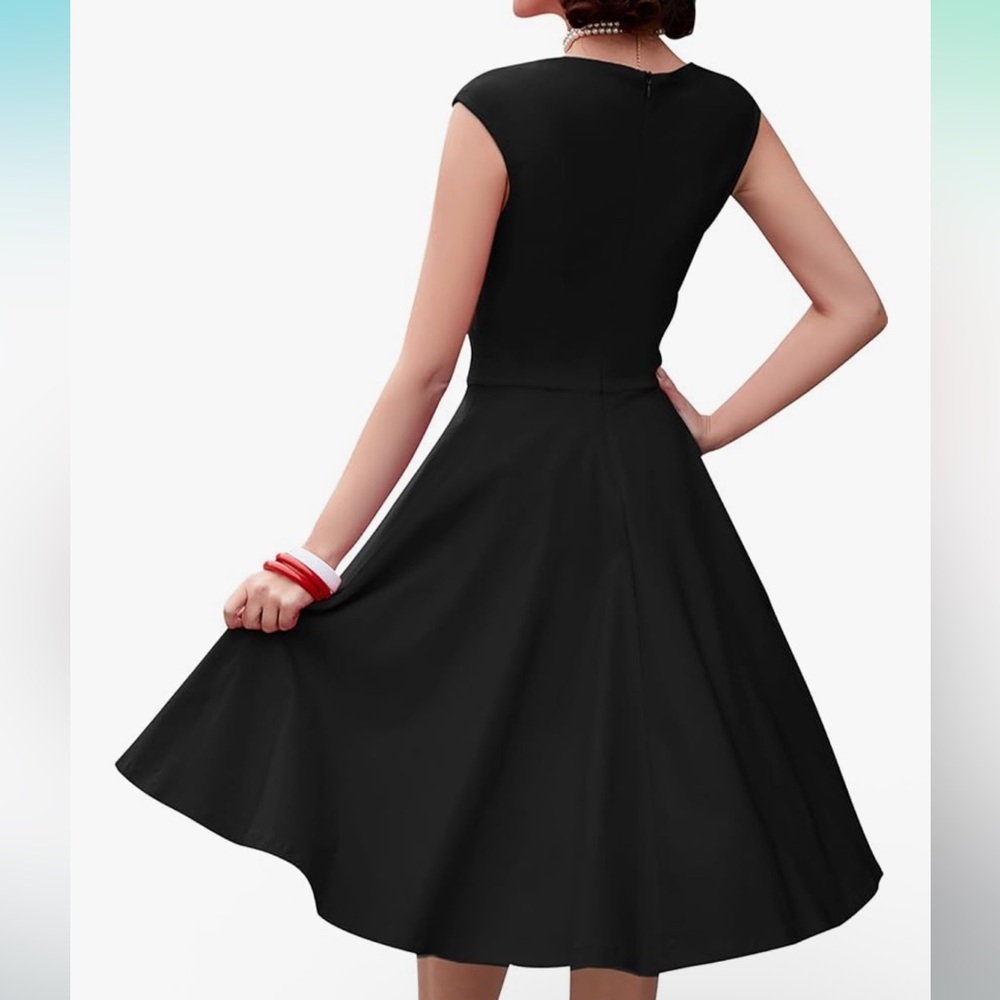 MUXXN Women's 1950s Capshoulder Vintage Wedding Retro Swing Dress NWT Size Large - Picture 2 of 16